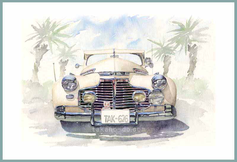 C-01 1941年式 CHEVROLET シボレー 車の水彩画 手描きイラスト