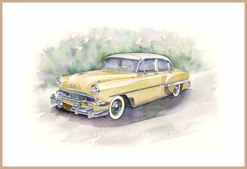 C-04 1954年式 CHEVROLET シボレー 手描きイラスト 車の絵